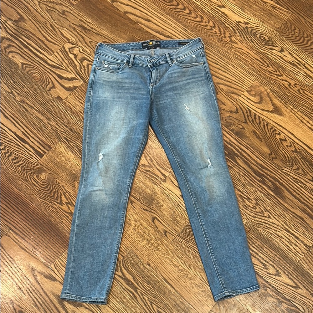 Lucky Brand Blue Skinny Jeans with Distressed Details